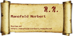 Mansfeld Norbert névjegykártya